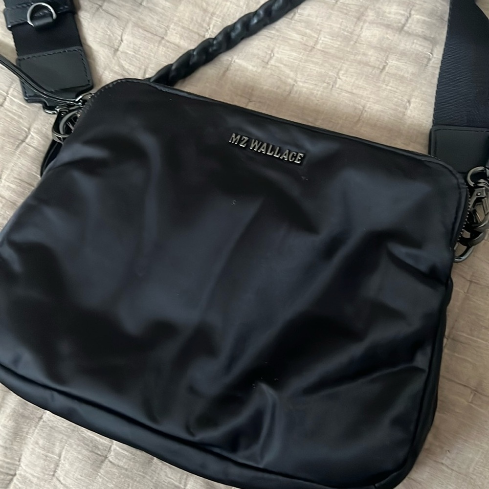 MZ Wallace Black Messenger Bag with Ruched Detailing - Please see all photos!